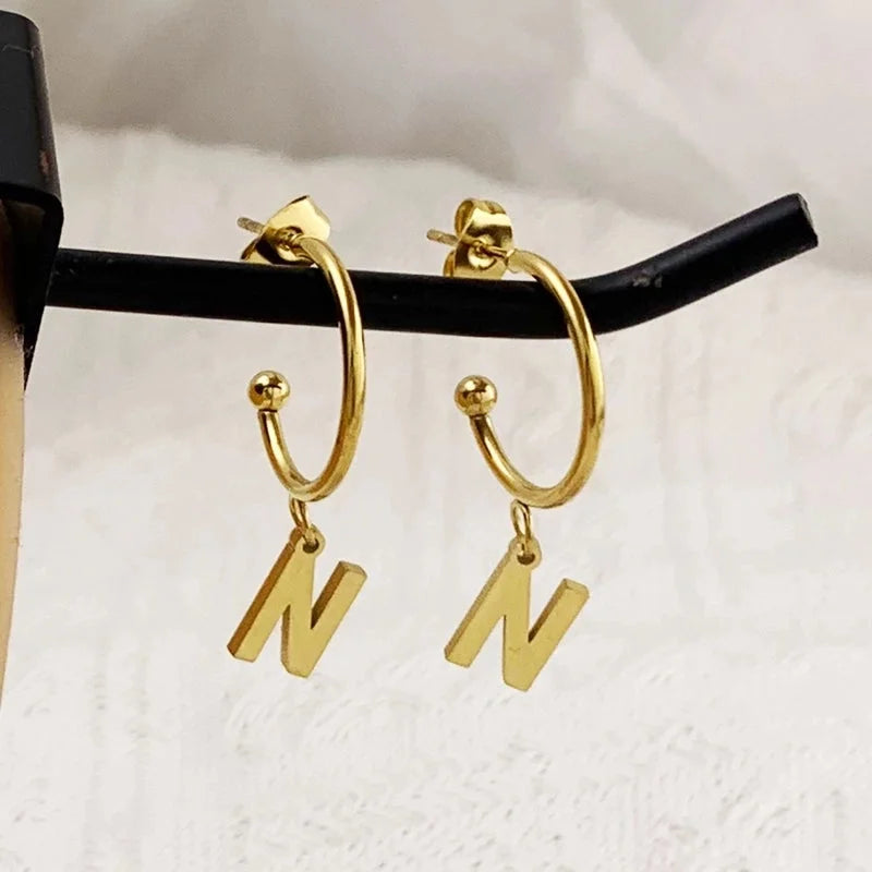 1 Pair Minimalist C Shape Letter Plating 304 Stainless Steel 18K Gold Plated Drop Earrings