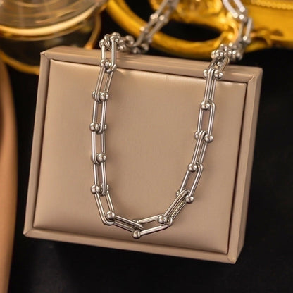 304 Stainless Steel 18K Gold Plated Casual Minimalist Plating Chain Solid Color Bracelets Earrings Necklace