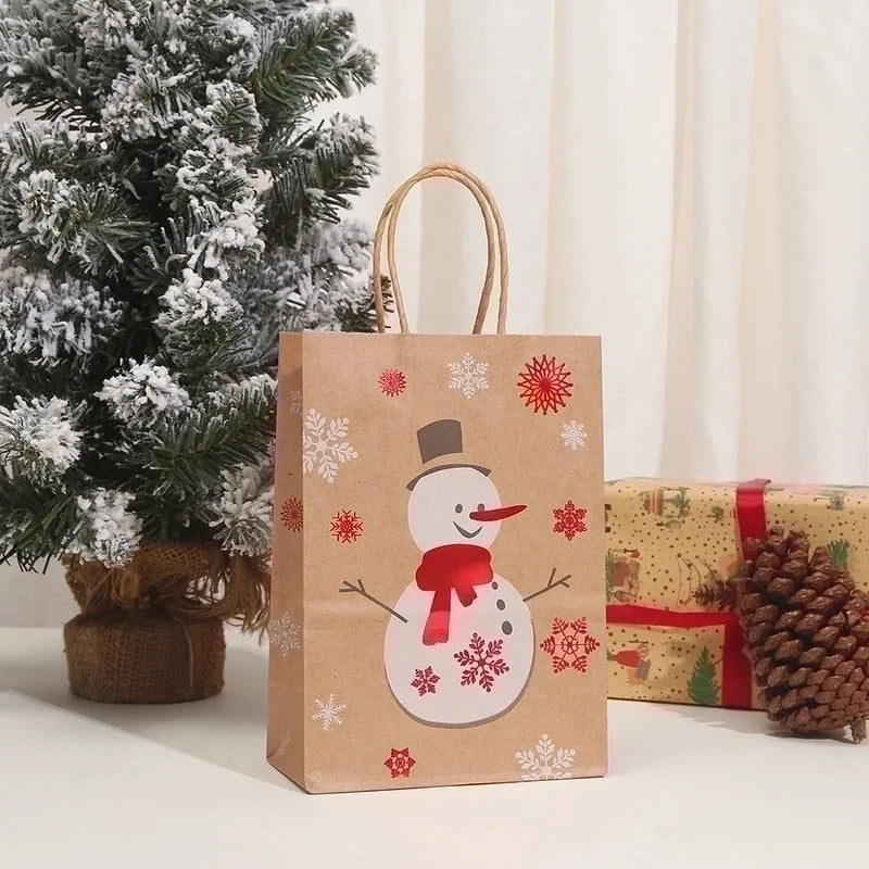 Christmas Cartoon Style Cartoon Brown Paper Christmas Party Gift Bags