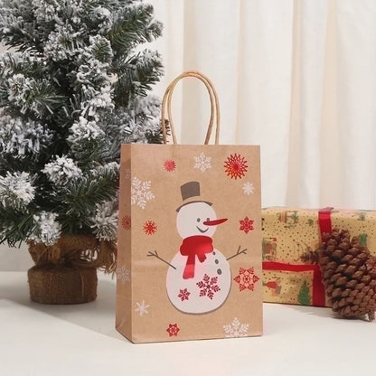 Christmas Cartoon Style Cartoon Brown Paper Christmas Party Gift Bags