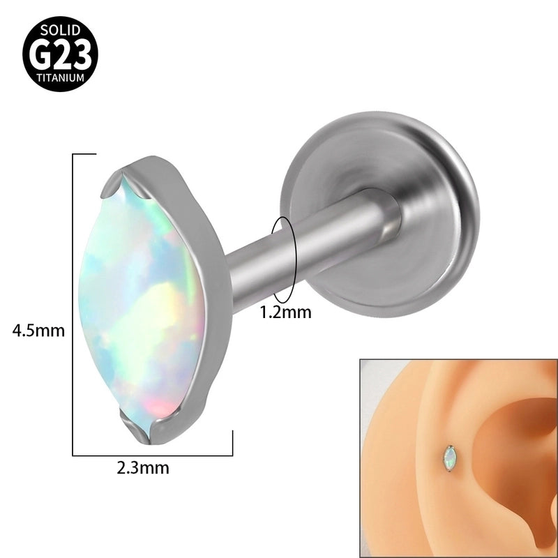 2 Pieces Lip Rings Classic Style Colorful Water Droplets G23 Titanium Synthetic Opal Zircon Inlay Synthetic Opal Zircon