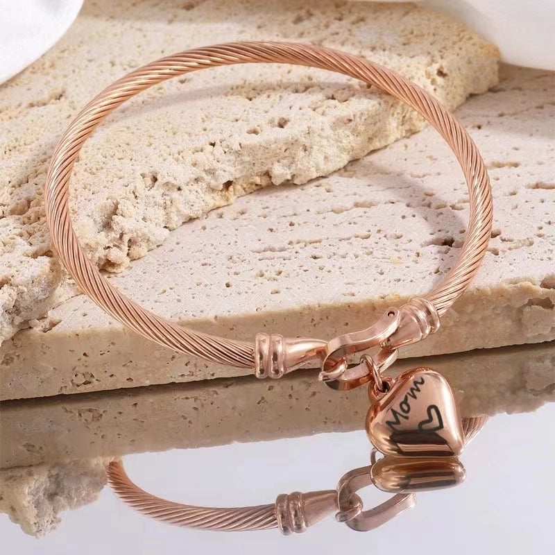 Minimalist Heart Shape 304 Stainless Steel Bangle In Bulk