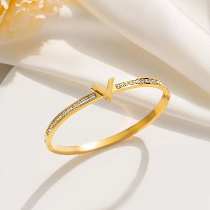 Elegant Glam Luxurious Letter 304 Stainless Steel 18K Gold Plated Bangle In Bulk