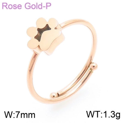 Minimalist Korean Style Animal Paw Print Titanium Steel 18K Gold Plated Plating Bracelets Earrings Necklace