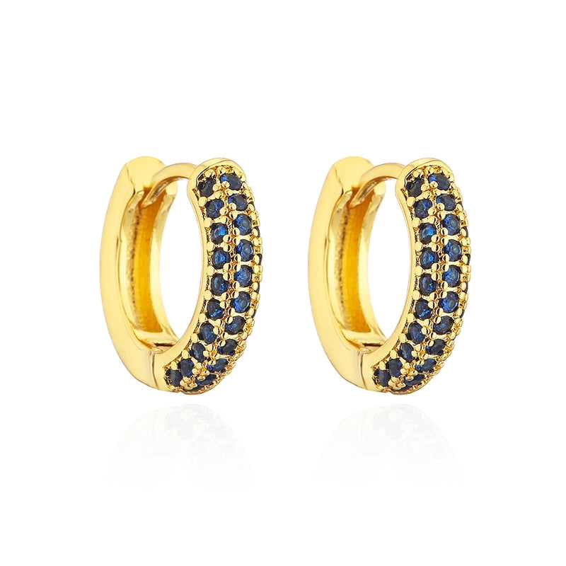 Fashion Round Copper Inlay Zircon Hoop Earrings 1 Pair