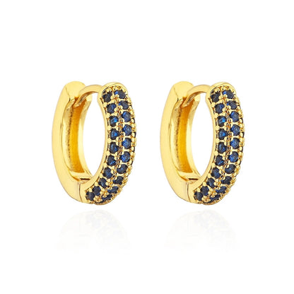 Fashion Round Copper Inlay Zircon Hoop Earrings 1 Pair