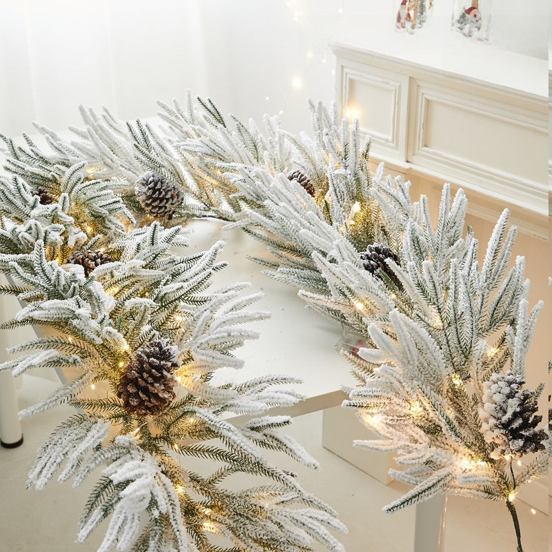 Christmas Pe Encrypted White Flocked Ribbon Decoration Christmas Vine Hotel Mall Window Storefront Scene Arrangement Hanging