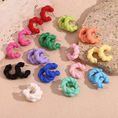 Fashion Twisted Geometric Stainless Steel 18K Gold Plated Stud Earrings