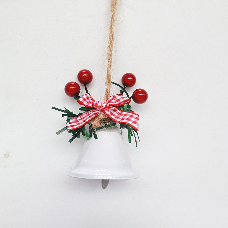 2 Pieces Christmas Decoration Christmas Tree Pendant Five Star Snowflake Bell Hemp Rope Berry Accessories Christmas Bell
