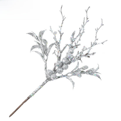 Christmas Tree Flower Arrangement Gold Powder Real Christmas Fruit Spike Branches Scene Atmosphere Decoration Supplies