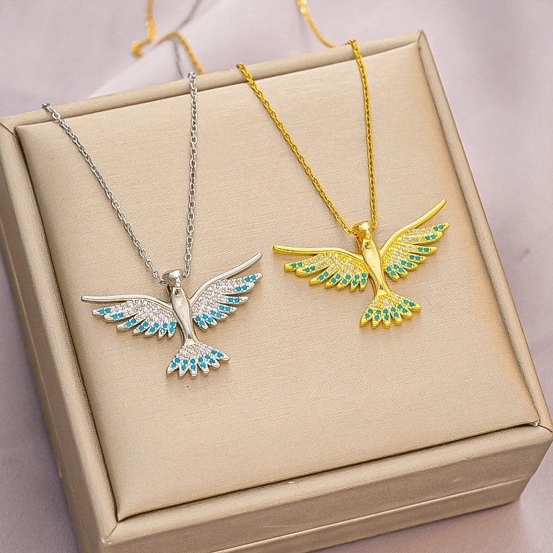 Basic Modern Style Classic Style Eagle 304 Stainless Steel Copper 18K Gold Plated Zircon Pendant Necklace