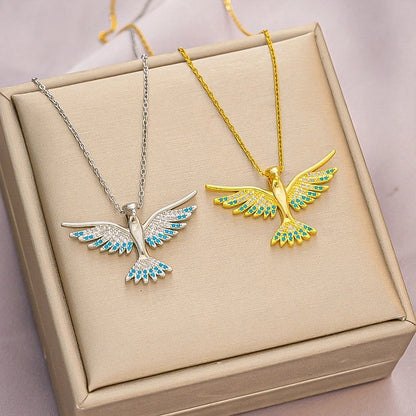 Basic Modern Style Classic Style Eagle 304 Stainless Steel Copper 18K Gold Plated Zircon Pendant Necklace