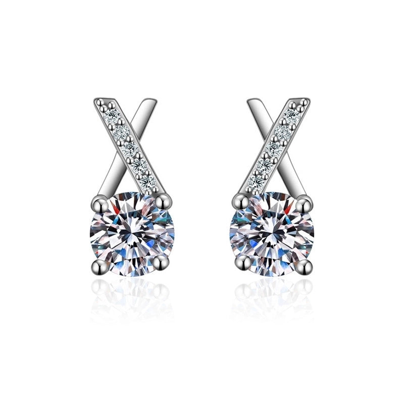 1 Pair Casual Minimalist Geometric Heart Shape Inlay Copper Zircon White Gold Plated Ear Studs