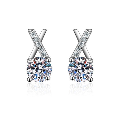 1 Pair Casual Minimalist Geometric Heart Shape Inlay Copper Zircon White Gold Plated Ear Studs