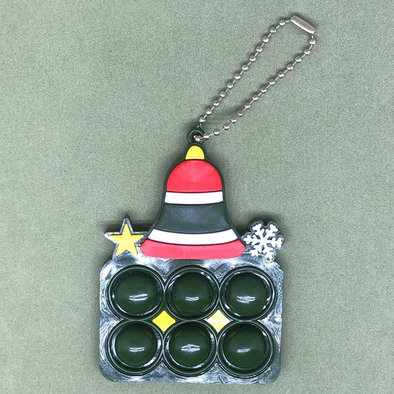 Christmas Tree Pendant Santa Snowman Deer Bubble Music Keychain Fingertip Toy