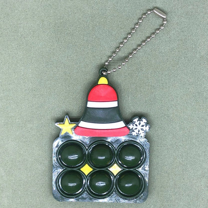 Christmas Tree Pendant Santa Snowman Deer Bubble Music Keychain Fingertip Toy