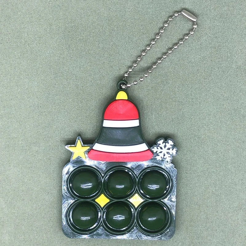 Christmas Tree Pendant Santa Snowman Deer Bubble Music Keychain Fingertip Toy