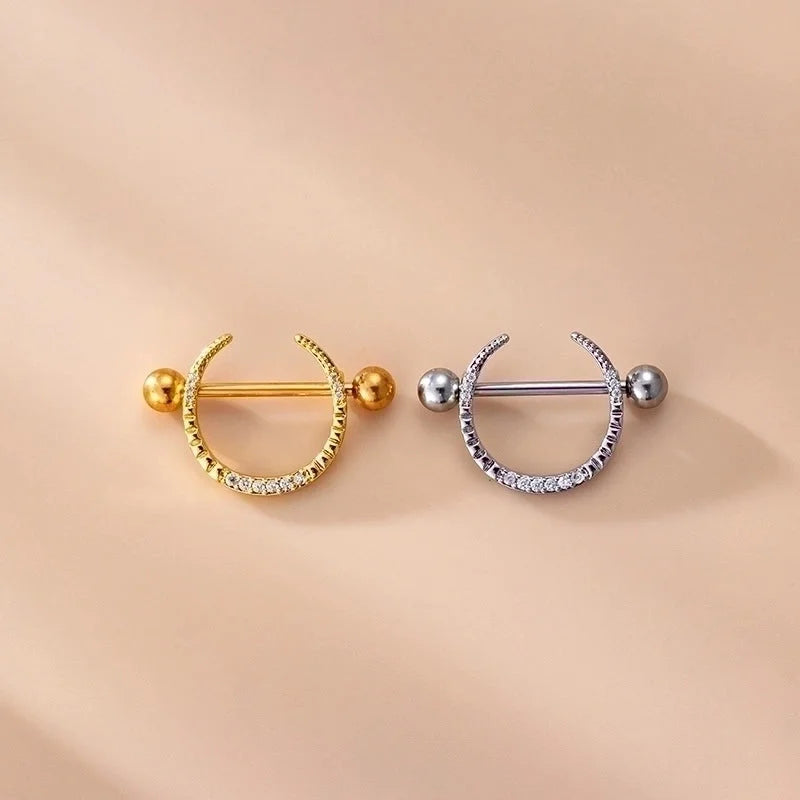 1 Piece Nipple Rings & Studs Fashion Leaf Star Moon 316L Stainless Steel Copper Plating Zircon
