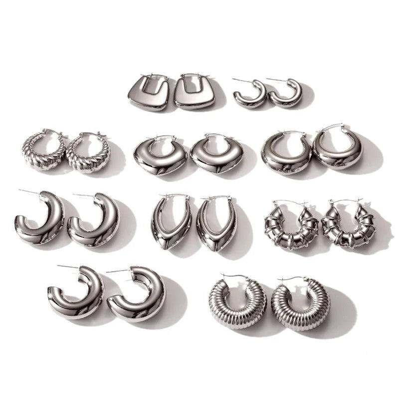 1 Pair Casual Classic Style C Shape U Shape Irregular Plating 304 Stainless Steel Earrings Ear Studs