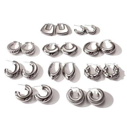 1 Pair Casual Classic Style C Shape U Shape Irregular Plating 304 Stainless Steel Earrings Ear Studs