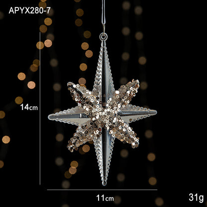 Christmas Ornaments Scene Decoration Supplies Christmas Tree Snowflakes Bells Small Hanging Decorations Crystal Transparent Hanging Ornaments
