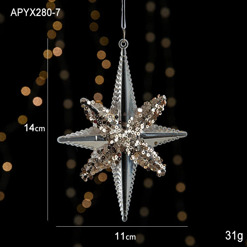 Christmas Ornaments Scene Decoration Supplies Christmas Tree Snowflakes Bells Small Hanging Decorations Crystal Transparent Hanging Ornaments
