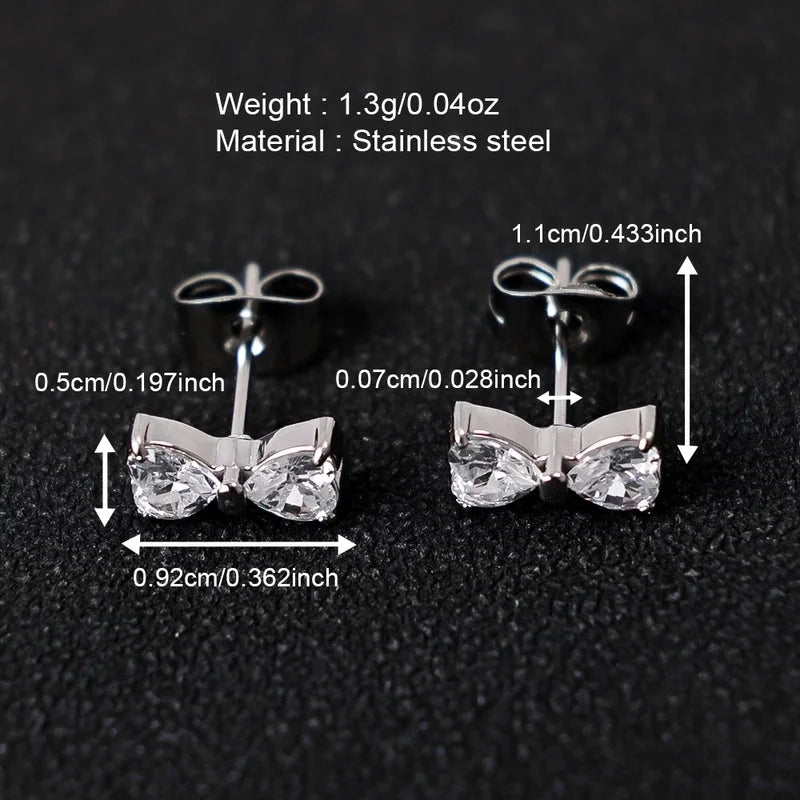 1 Pair Minimalist Classic Style Heart Shape Butterfly Deer Polishing Inlay 304 Stainless Steel Zircon 18K Gold Plated Ear Studs