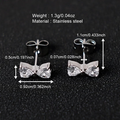 1 Pair Minimalist Classic Style Heart Shape Butterfly Deer Polishing Inlay 304 Stainless Steel Zircon 18K Gold Plated Ear Studs