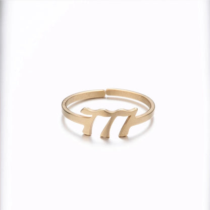 Retro Letter 201 Stainless Steel 18K Gold Plated Plating Open Ring