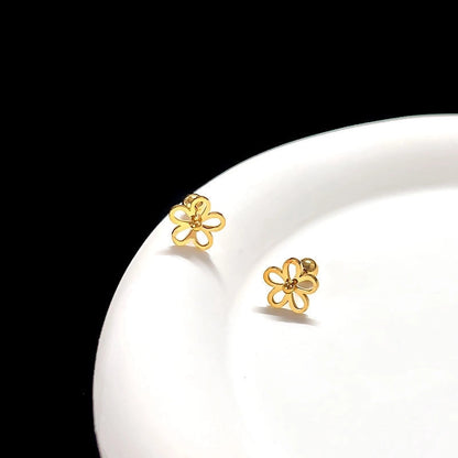 1 Piece Classic Style Flower Plating 304 Stainless Steel Drop Earrings Ear Studs