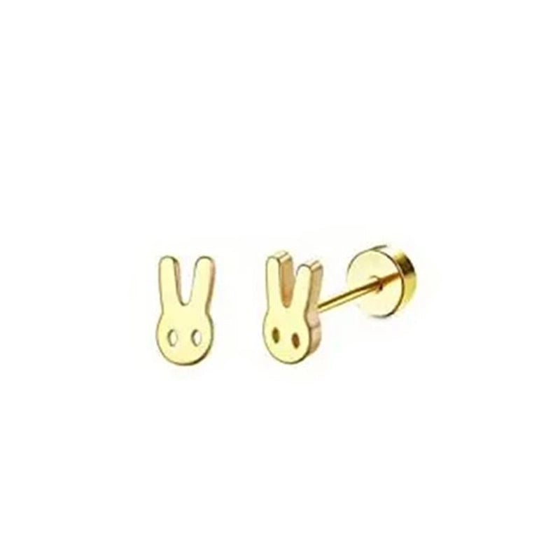 1 Pair Minimalist Pentagram Animal Moon 304 Stainless Steel 18K Gold Plated Ear Studs