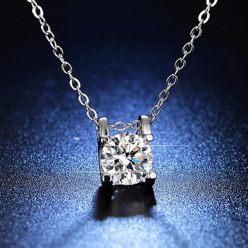 Shiny Geometric White Copper Inlay Rhinestones Pendant Necklace