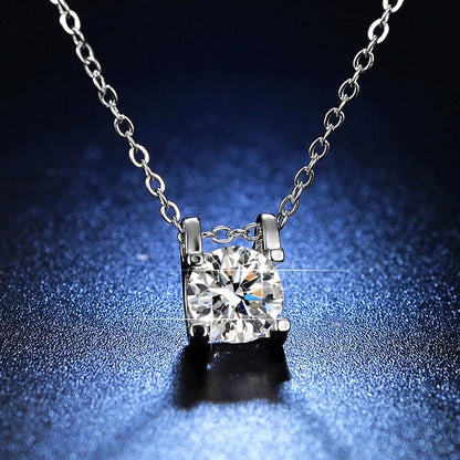 Shiny Geometric White Copper Inlay Rhinestones Pendant Necklace