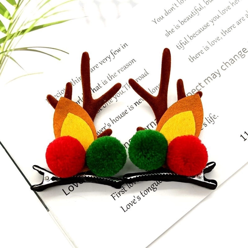 Christmas Cute Antlers Plastic Cloth Flannel Party Hairpin