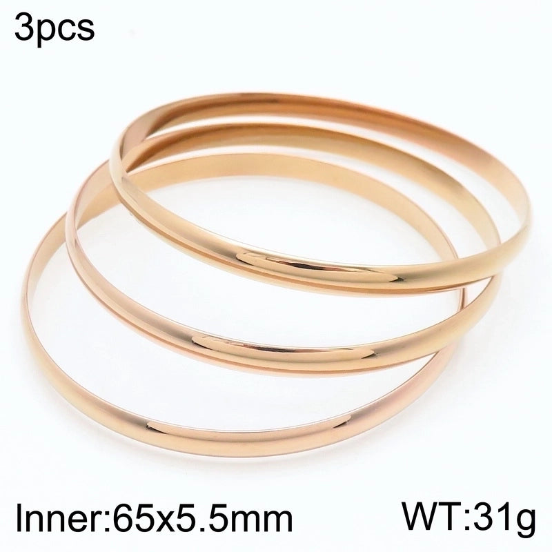 Minimalist Round Stainless Steel 18K Gold Plated Bangle In Bulk