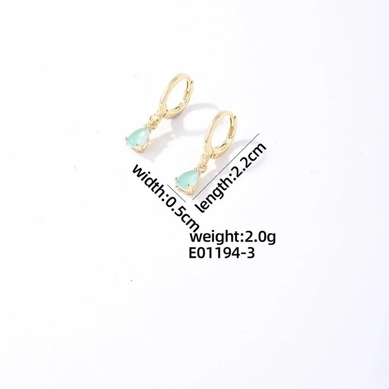 1 Pair Casual Vintage Style Minimalist Water Droplets Plating Inlay Stainless Steel Zircon White Gold Plated Gold Plated Drop Earrings