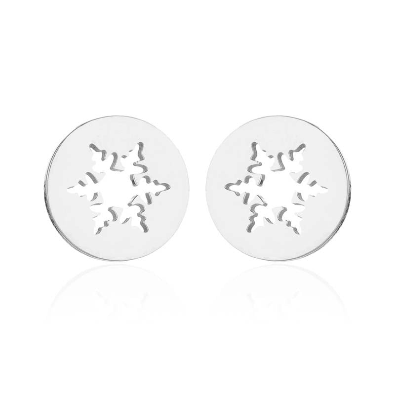 1 Pair Fashion Snowflake Plating 304 Stainless Steel 18K Gold Plated Ear Studs