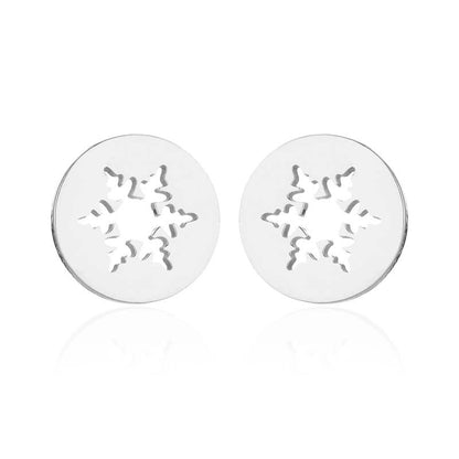 1 Pair Fashion Snowflake Plating 304 Stainless Steel 18K Gold Plated Ear Studs