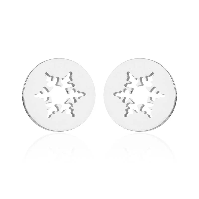 1 Pair Fashion Snowflake Plating 304 Stainless Steel 18K Gold Plated Ear Studs