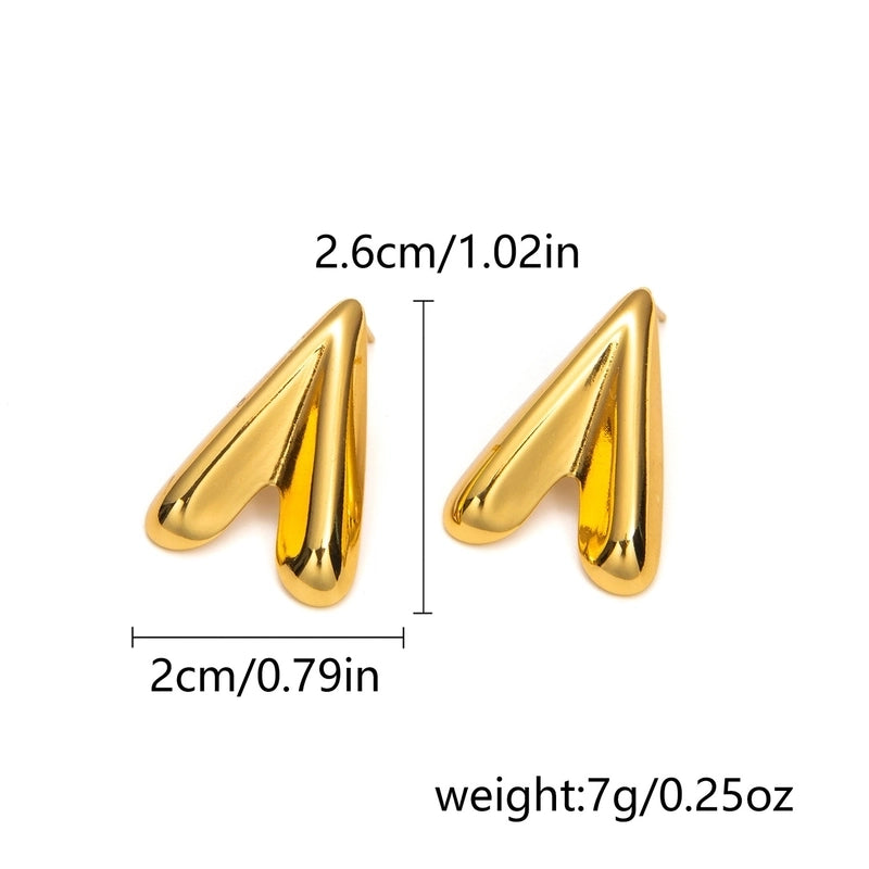 1 Pair Classic Style Geometric Oval Heart Shape Plating 304 Stainless Steel Ear Studs