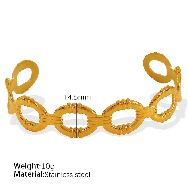 Titanium Steel 18K Gold Plated IG Style Cool Style Plating Circle Waves Bangle