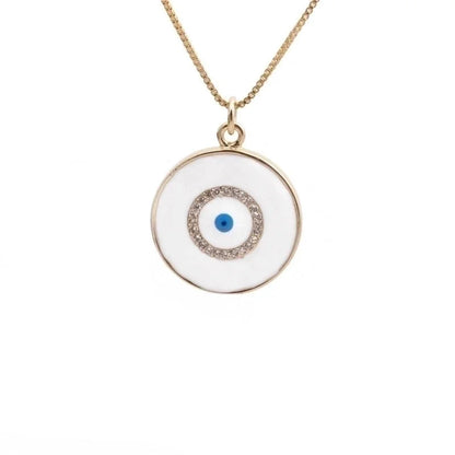 Yiwu Foreign Trade Copper Zircon Ornament European And American Copper Plated Real Gold Love Fatima Devil's Eye Necklace