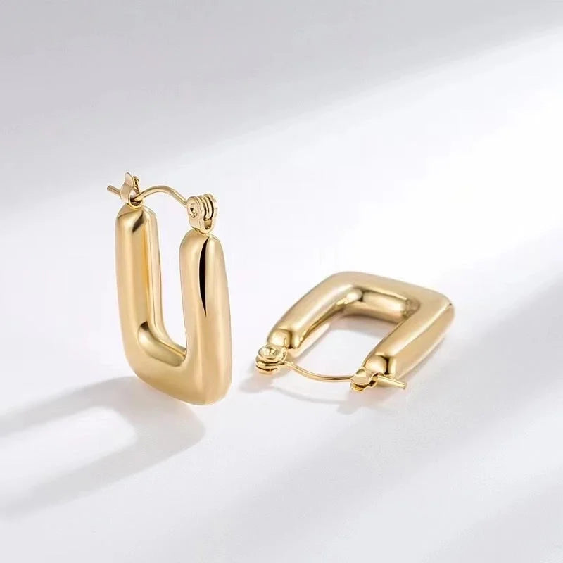 1 Pair Fashion Solid Color Plating 304 Stainless Steel 18K Gold Plated Earrings