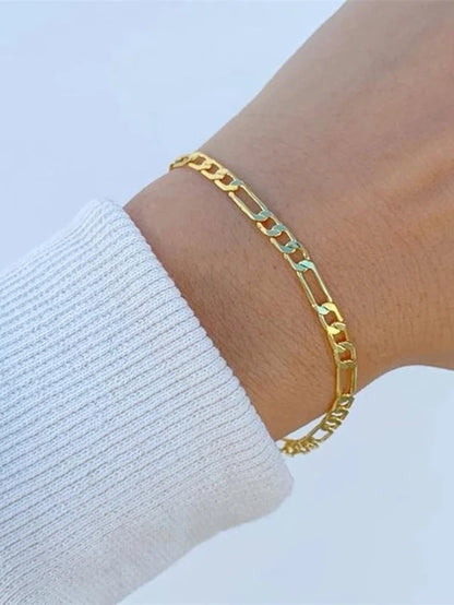 Hip-Hop Geometric 304 Stainless Steel Figaro Chain Bracelets In Bulk