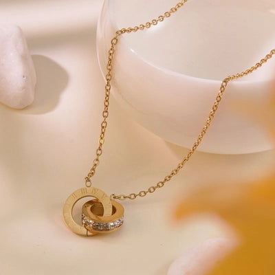 Classic Style Roman Style Commute Round Roman Numeral 304 Stainless Steel Zircon 18K Gold Plated Inlay Bracelets Earrings Necklace