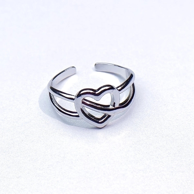 Minimalist Heart Shape Titanium Steel Open Rings
