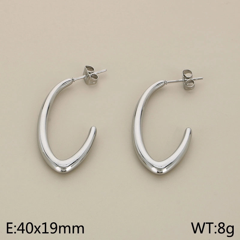 1 Pair Minimalist Solid Color Plating 304 Stainless Steel 18K Gold Plated Earrings