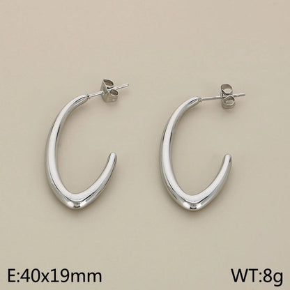 1 Pair Minimalist Solid Color Plating 304 Stainless Steel 18K Gold Plated Earrings