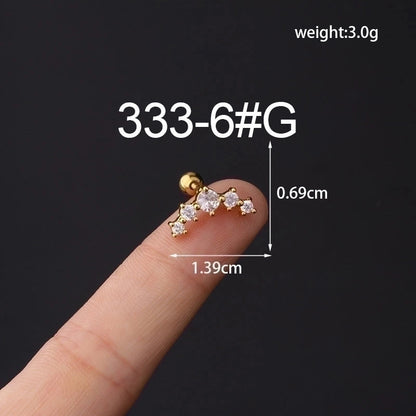 Ear Cartilage Rings & Studs Fashion Geometric Copper Plating Artificial Gemstones