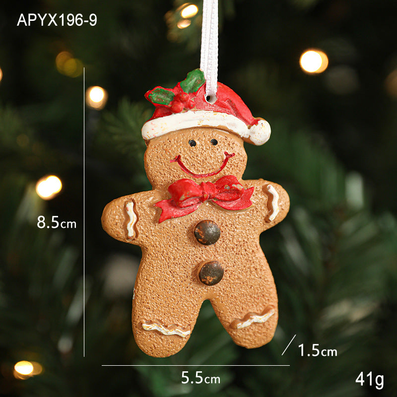 Resin Gingerbread Man Christmas Tree Pendant Heart Gingerbread House Diy Christmas Ornament Hanging Decoration Small Pendant